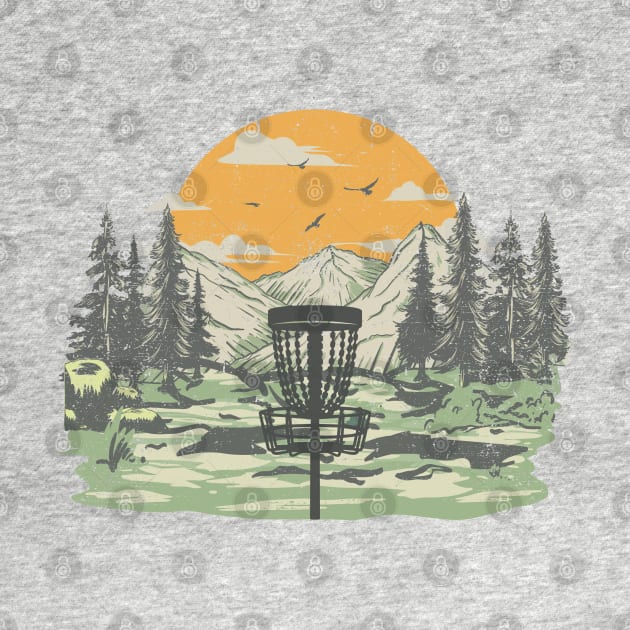 DISC GOLF Mountain | Disc Golf Basket against Mountain Outdoor Background by blueduckstuff